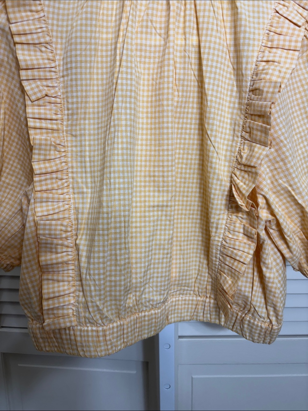 Emile et Ida Zolia Vichy blouse Ruffled 100% Cotton Medium - Picture 10 of 13